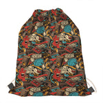 Retro Graffiti Pattern Print Drawstring Bag