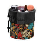 Retro Graffiti Pattern Print Drawstring Makeup Bag