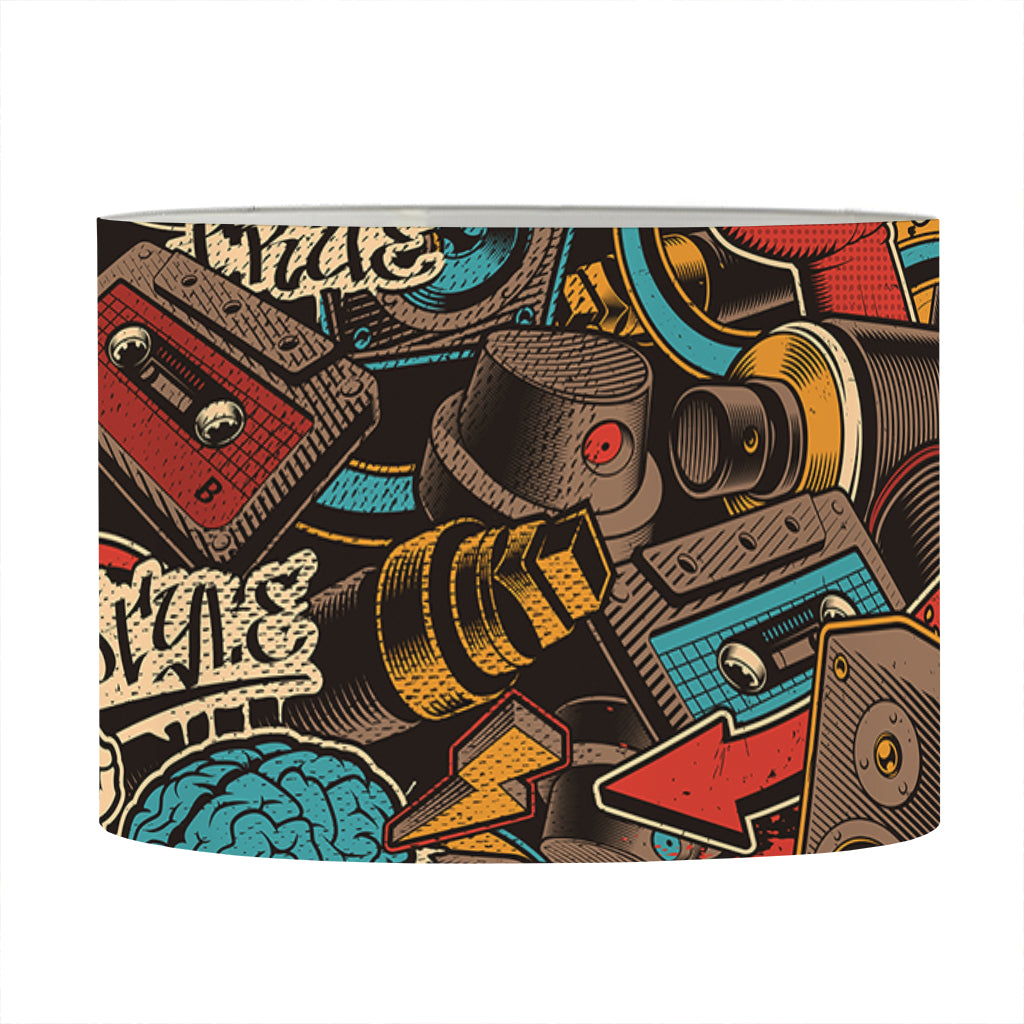 Retro Graffiti Pattern Print Drum Lamp Shade