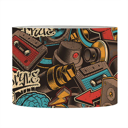 Retro Graffiti Pattern Print Drum Lamp Shade