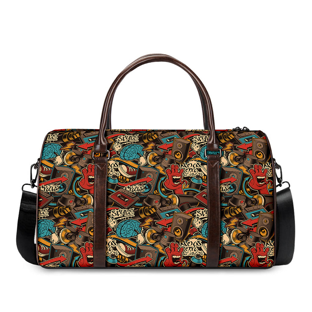 Retro Graffiti Pattern Print Duffle Bag