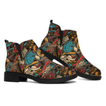 Retro Graffiti Pattern Print Flat Ankle Boots