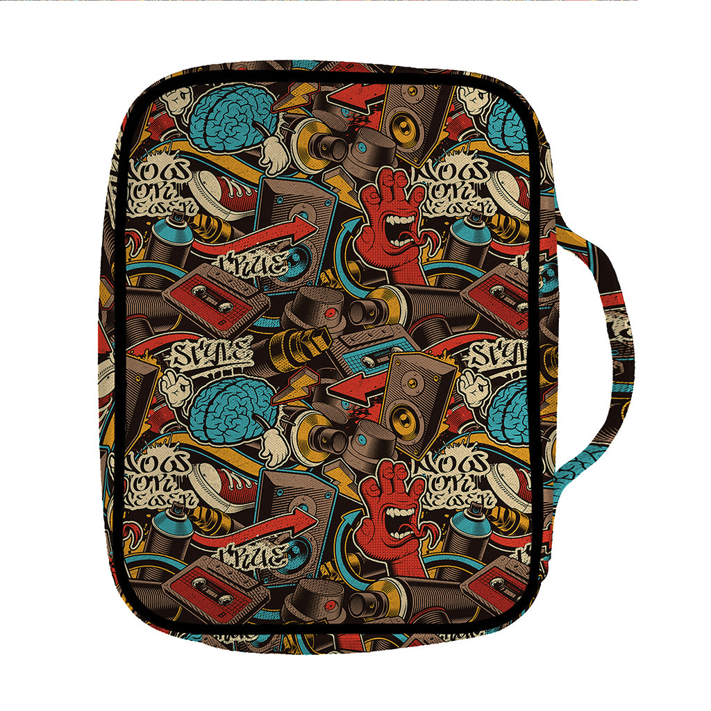 Retro Graffiti Pattern Print Front Pocket Bible Bag