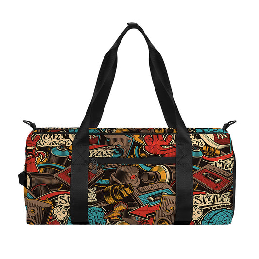 Retro Graffiti Pattern Print Gym Bag
