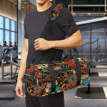 Retro Graffiti Pattern Print Gym Bag