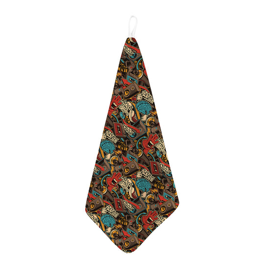 Retro Graffiti Pattern Print Hand Towel