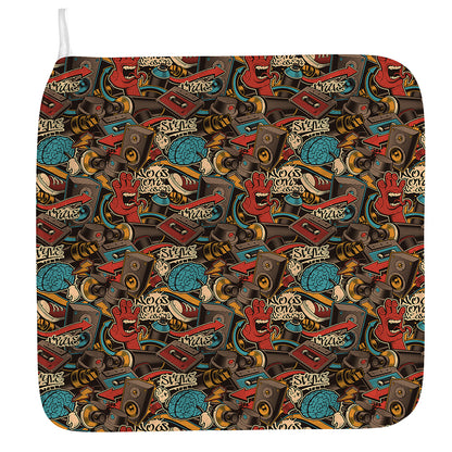 Retro Graffiti Pattern Print Hand Towel