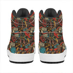 Retro Graffiti Pattern Print High Top Leather Sneakers