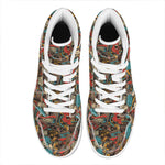 Retro Graffiti Pattern Print High Top Leather Sneakers