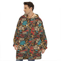 Retro Graffiti Pattern Print Hoodie Blanket