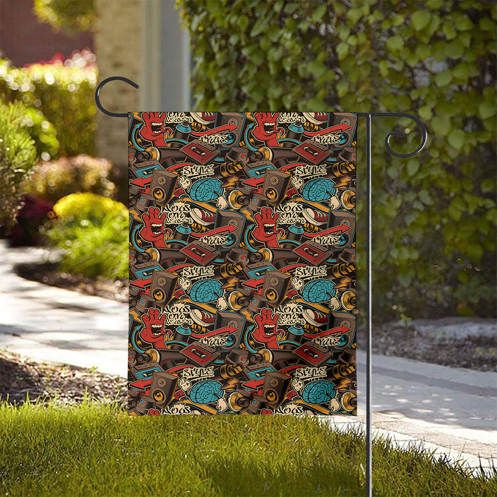 Retro Graffiti Pattern Print House Flag