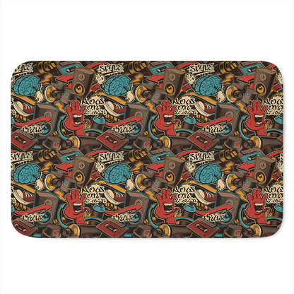 Retro Graffiti Pattern Print Indoor Door Mat