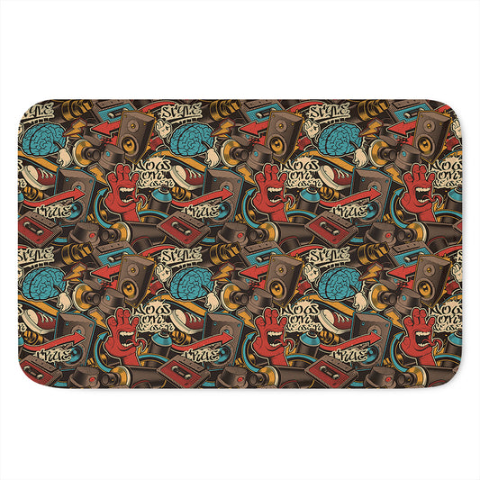 Retro Graffiti Pattern Print Indoor Door Mat