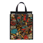 Retro Graffiti Pattern Print Insulated Lunch Tote
