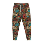 Retro Graffiti Pattern Print Jogger Pants