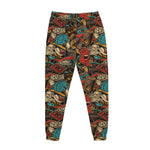 Retro Graffiti Pattern Print Jogger Pants