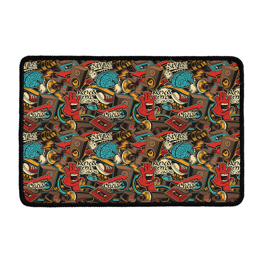 Retro Graffiti Pattern Print Kitchen Mat