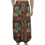 Retro Graffiti Pattern Print Lantern Pants