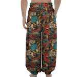 Retro Graffiti Pattern Print Lantern Pants