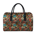 Retro Graffiti Pattern Print Leather Duffel Bag