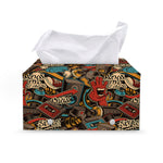 Retro Graffiti Pattern Print Leather Tissue Box Cover
