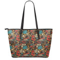 Retro Graffiti Pattern Print Leather Tote Bag With Zipper