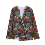 Retro Graffiti Pattern Print Long Sleeve Short Coat