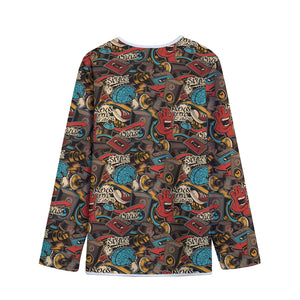 Retro Graffiti Pattern Print Long Sleeve Short Coat