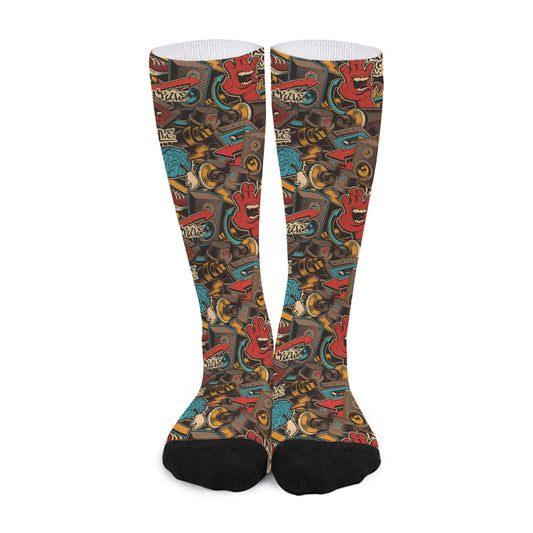 Retro Graffiti Pattern Print Long Socks