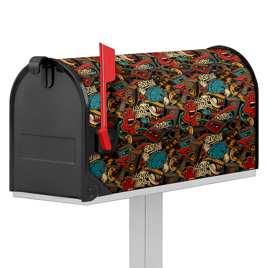 Retro Graffiti Pattern Print Mailbox Cover