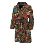 Retro Graffiti Pattern Print Men's Bathrobe