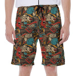 Retro Graffiti Pattern Print Men's Beach Shorts