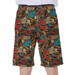 Retro Graffiti Pattern Print Men's Beach Shorts