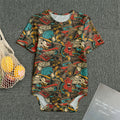 Retro Graffiti Pattern Print Men's Bodysuit