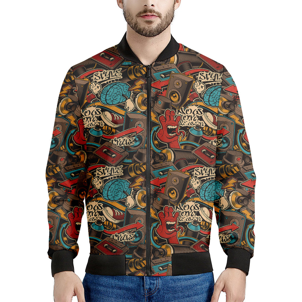 Retro Graffiti Pattern Print Men's Bomber Jacket