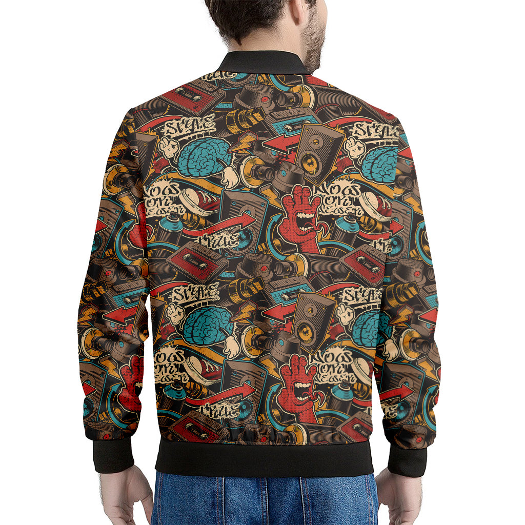 Retro Graffiti Pattern Print Men's Bomber Jacket