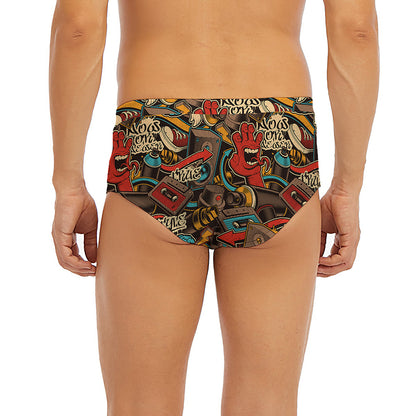 Retro Graffiti Pattern Print Men's Briefs