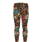 Retro Graffiti Pattern Print Men's leggings