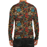 Retro Graffiti Pattern Print Men's Long Sleeve Rash Guard