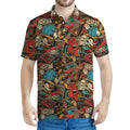 Retro Graffiti Pattern Print Men's Polo Shirt