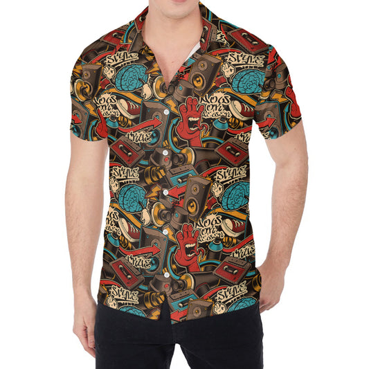 Retro Graffiti Pattern Print Men's Shirt