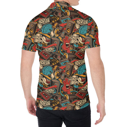 Retro Graffiti Pattern Print Men's Shirt