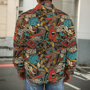 Retro Graffiti Pattern Print Men's Shirt Jacket