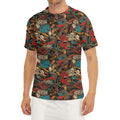 Retro Graffiti Pattern Print Men's Short Sleeve Rash Guard