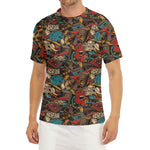 Retro Graffiti Pattern Print Men's Short Sleeve Rash Guard