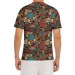 Retro Graffiti Pattern Print Men's Short Sleeve Rash Guard