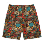 Retro Graffiti Pattern Print Men's Swim Trunks
