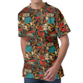 Retro Graffiti Pattern Print Men's Velvet T-Shirt