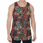 Retro Graffiti Pattern Print Men's Velvet Tank Top