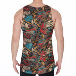Retro Graffiti Pattern Print Men's Velvet Tank Top
